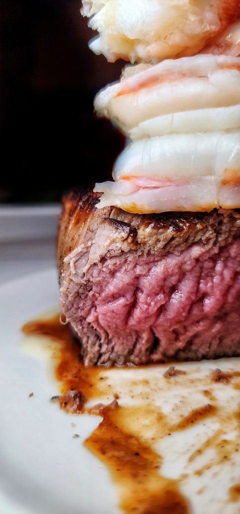 Sea Fire Grill Surf and Turf cut upclose