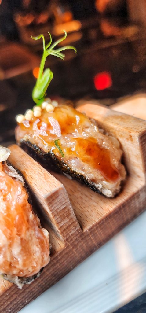 palladinos steak and seafood Salmon Belly Sushi Tacos