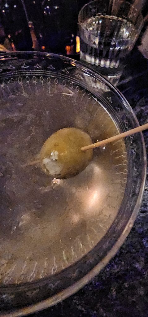 Dannys NYC martini Blue cheese olives