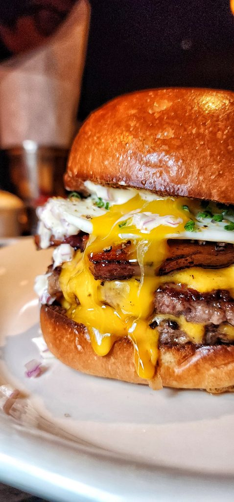 Monkey Bar Double Cheese Burger Runny Egg