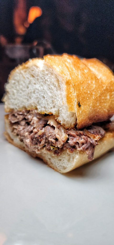 Monkey Bar Prime Rib French Dip Up Close