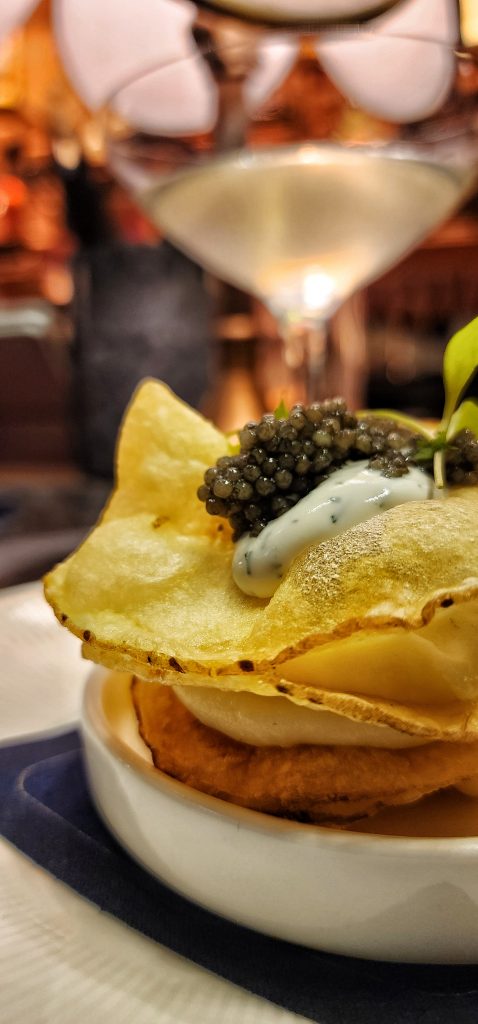 palladinos steak and seafood MISO CAVIAR MARTINI Caviar Millefeuille Potato upclose