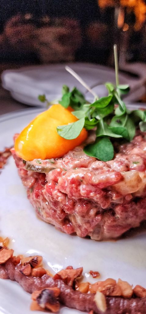 Gage and Tollner Dry-Aged Beef Tartare up close