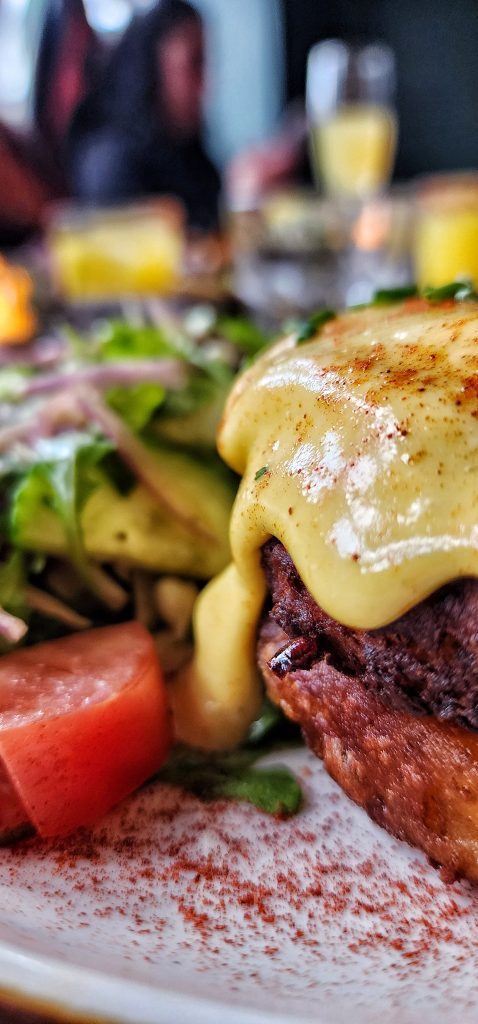 Bar Chuzo Crab Cake Benedict drip