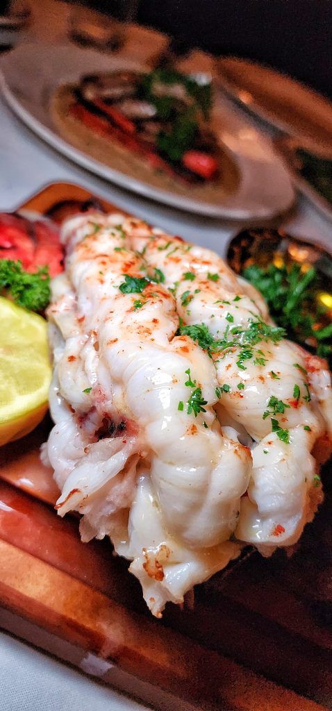 Golden Steer NYC Steak and Lobster Tail up close
