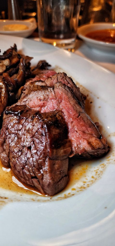 sliced filet mignon lunch