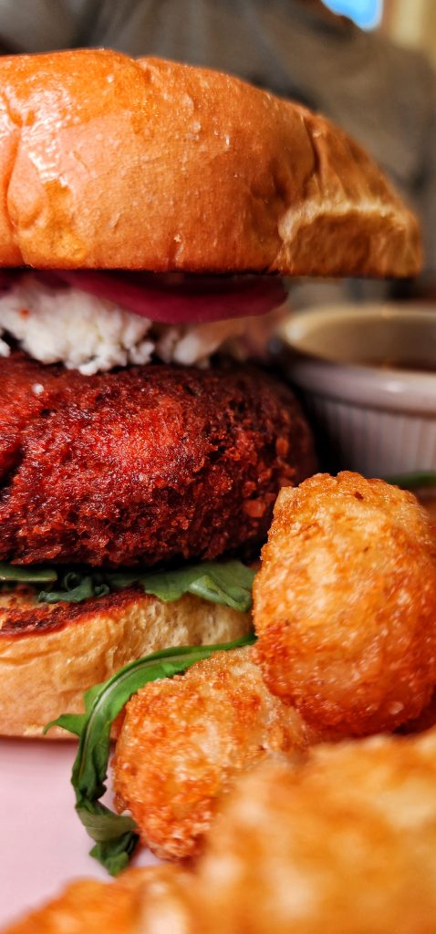 spicy chicken sandwich feta arugula