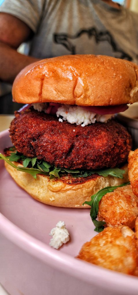 spicy chicken sandwich feta arugula whole