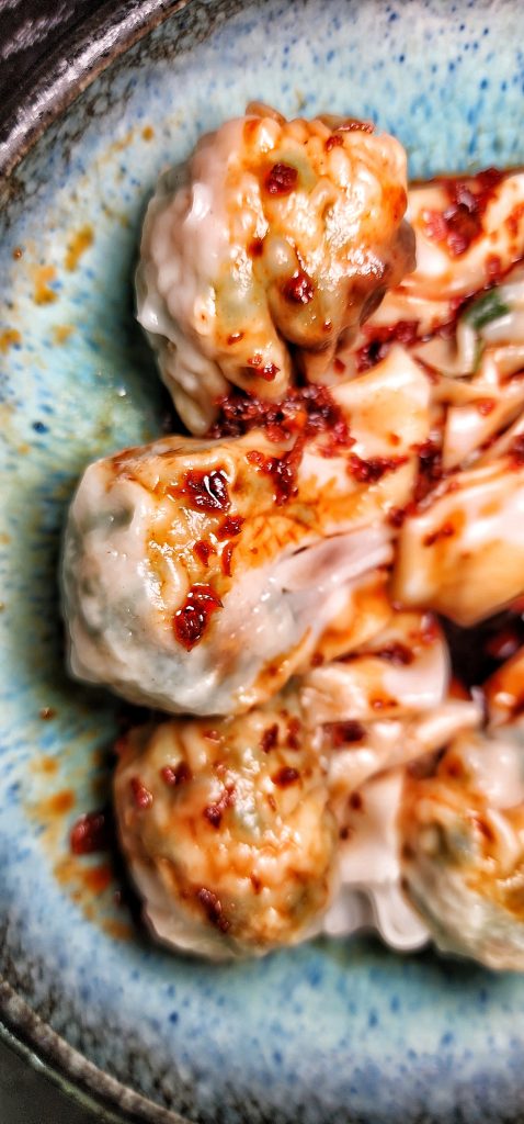 Poached Chicken Black Garlic Spicy Wonton