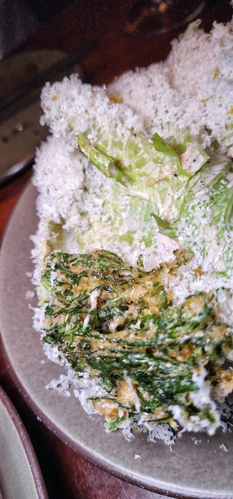 Caesar salad cheese snow