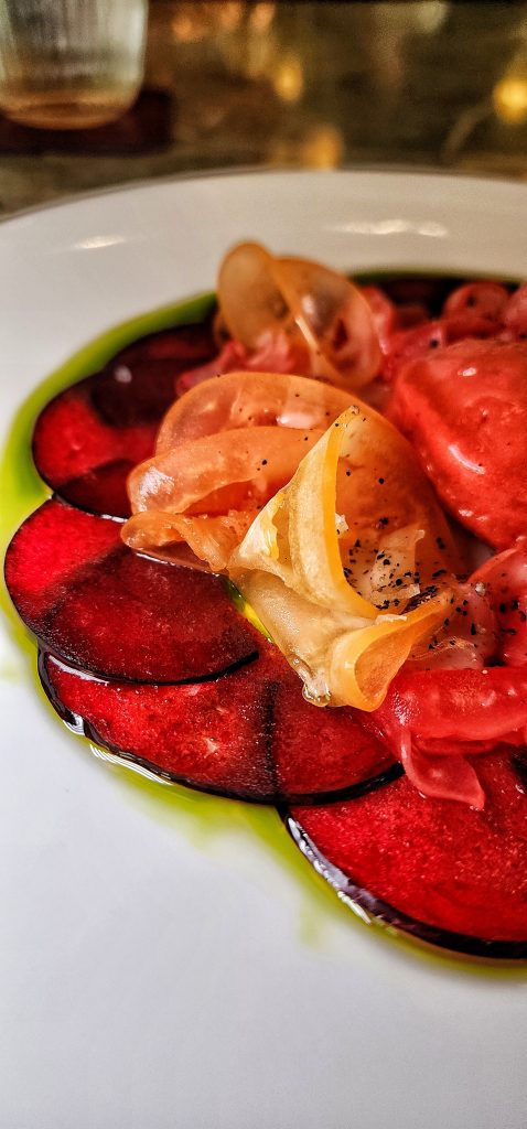 tomato plum salad paper thin