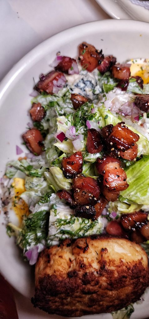 wedge salad with crab cake