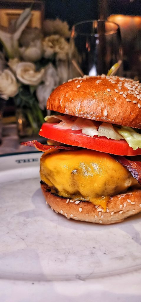 burger with cheddar and bacon